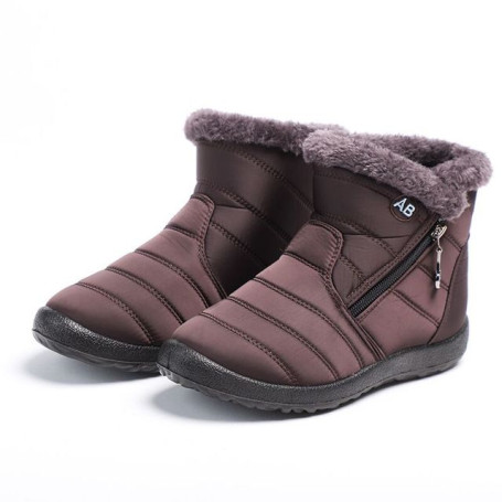 Simple Women Boots Waterproof Snow Boots Winter Warm Fur Casual Shoes Lightweight Botas Mujer Zipper Ankle Boots Plus Size 43