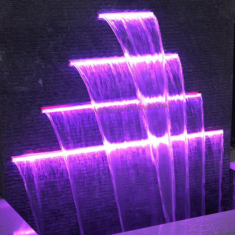 Waterfalls fountain sheer descent with led for swimming pool outdoor