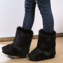 Women's Winter Snow Boots Outdoor Luxury Furry Faux Fox Fur Boots Woman Plush Warm Platform Shoes New Fashion Bottes Big Size 43