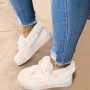 Women's Round Toe Fleece Thick Warm Cotton Shoes Ladies Ankle Boots Warm Winter Plush Snow Boots Suede Shoes Comfortable