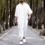 Muslim Caftan Kaftan  Robes Men Long Sleeve Fashion Jubba Thobe White Fashion Pattern Islamic Vintage Loose Man Clothing Saudi