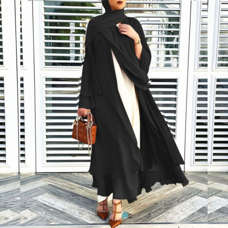 Chiffon Open Abaya Dubai Muslim Hijab Dress Kimono Abayas for Women Turkish Dresses Islam Clothing Plain Kaftan Robe Ramadan Eid