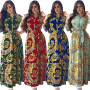Spring Muslim Women Dress Morocan Kaftan Long Sleeve Turkey Dubai Print Abaya Islamic Clothing Elegant Vestido India Dresses