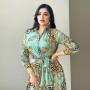 Spring Muslim Women Dress Morocan Kaftan Long Sleeve Turkey Dubai Print Abaya Islamic Clothing Elegant Vestido India Dresses