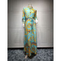 Spring Muslim Women Dress Morocan Kaftan Long Sleeve Turkey Dubai Print Abaya Islamic Clothing Elegant Vestido India Dresses