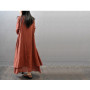 Rusty Red Dress Women Robe Femme Long Dress Vestido De Festa Vintage Imitation Cotton Linen Dresses for Women Clothing