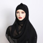 MSL288 Women Plain Chiffon Hijabs 2piece/set Chiffon Hijab With Jersey Turbe Caps