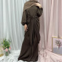 Middle East Abaya Set Women Muslim Islamic Satin Long Dress and Wrap Skirts Arab Robe Dubai Party Gown Ramadan Clothing
