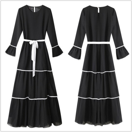 Muslim Dress Women Dubai Abaya Ruffles Fashion Full Sleeve Casual New Ladies Islamic Clothes Moroccan Kaftan Long Maxi Dresses