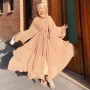 Eid 3 Layer Chiffon Dubai Turkey Open Cardigan Muslim Abaya For Women With Scarf Modest Robe Kimono Femme Caftan Islam Clothing