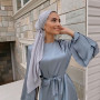 Maxi Dress Muslim Modest Fashion Abaya High Quality Satin Islamic Clothing Solid Color Flare Long Sleeve Women