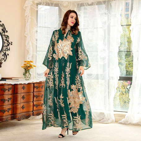 Embroidered Moroccan Caftan For Occasions Dubai Woman Habaya Ramadan Jalabiya Kandora Arab Muslim Jilbeb Eid Dress Saudi Abaya