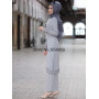 Islamic Clothing Pant Set for Women Abaya Dress Muslim Fashion Hollow Out Solid Long Sleeve Arab Dubai Eid Mubarak Ladie Karftan