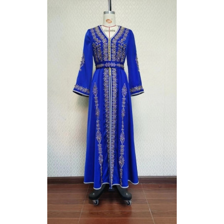 Dress Women Fashion Embroidered Long Kaftan Jellaba Muslim Clothing Dubai Long Sleeve Abaya Ladies Evening Dresses