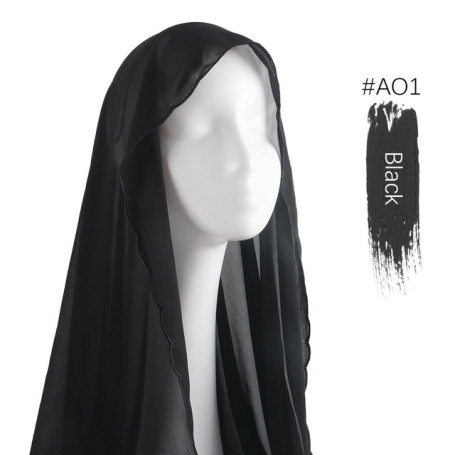 High Quality Muslim Women Chiffon Hijabs With Embrodiery Edge  Malaysia Islamic Shawls Hijabs Headscarf Embroidery Head Scarf