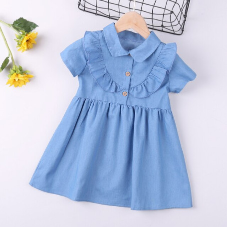 Humor Bear Girls Dress New Summer Short Sleeve Navy Style Party  Princess Dress College Cute Children Clothing