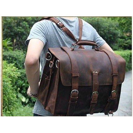 Briefcase Business Bag Large Leather Briefcase Male 15.6"Laptop Case Shoulder Bag office