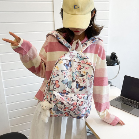 Butterfly Print Rucksack Oxford Shoulder Bag for Travel for Outdoor Camping