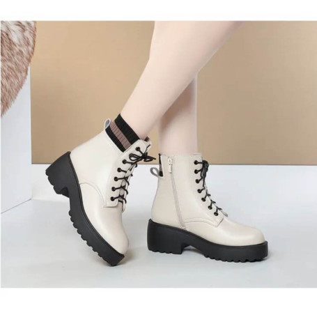 Fashion Genuine Leather Women Socks Boots Non-Slip Shoes