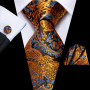 Hi-Tie 100% Silk Luxury Mens Ties Floral Black Gold Ties Paisley NeckTie Pocket Square Cufflinks Set B