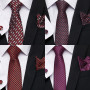 Fashion Brand Festive Present Pocket Squares Cufflink Set Necktie For Men