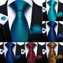 Teal Blue Paisley Designer Silk Wedding Tie For Men Tie Hanky Cufflink Tie Set Business Party