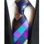Fashion 8cm Silk Tie Balck Bule Plaid Jacquard weave Necktie for Men Business Wedding Party Formal