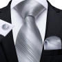 Gray Striped Paisley Silk Wedding Accessories Men's 8cm Neck Tie Pocket Square Cufflinks Gift