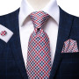 Hi-Tie Red Men's Tie Houndstooth Plaid Solid Luxury Silk Necktie Formal Dress Ties Navy