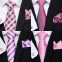 Luxury 100% Silk Tie Handkerchief Pocket Squares Cufflink Set Necktie For Men