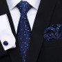 Luxury 100% Silk Tie Handkerchief Pocket Squares Cufflink Set Necktie For Men