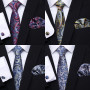 Jacquard Newest design Silk Festive Present Tie Handkerchief Cufflink Set Necktie Man's