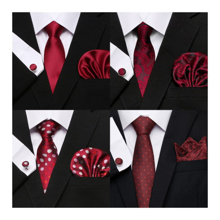 Jacquard Fashion Brand Silk Festive Present Tie Handkerchief Cufflink Set Necktie