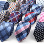 Fashion New Jacquard Woven Necktie For Men Classic Blue Pink Plaid Striped Gravata Daily Wear Ties