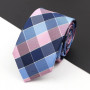 Fashion New Jacquard Woven Necktie For Men Classic Blue Pink Plaid Striped Gravata Daily Wear Ties
