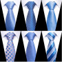 High Quality Nice Handmade Silk Neck Tie Men Solid Sky Blue Clothing accessories Male Gravatas