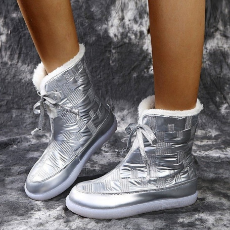 trend plus size silver snow boots women's warm shoes short boots