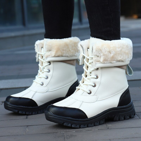 Women's Rubber Boots Plush Lined Waterproof Platform Shoes High-barreled
