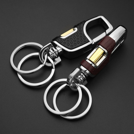 Simple Double Switch Keychain Metal 360 Degrees Rotatable Key Holder Rings Buckle Fashion Men's Luxury Car Keyring K416