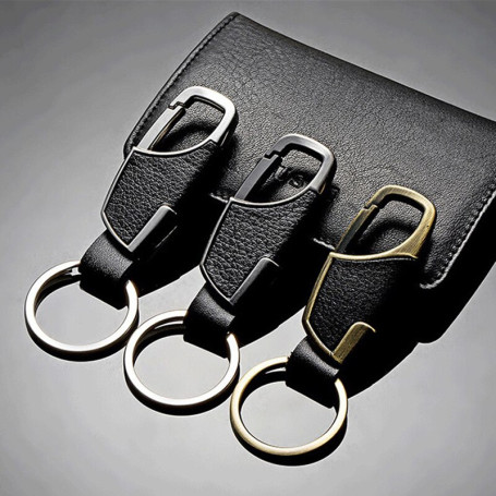 Luxury Leather Men Keychain Black Clasp Creative DIY Keyring Holder