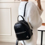 PU Leather Zip Small Women's Studded Decor Luxury Fashion Travel Front Backpacks