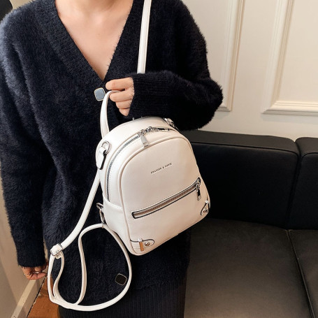 Leather Zip Small Women's Studded Decor Luxury Fashion Travel Front Backpacks