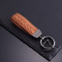 Luxury Genuine Leather Lanyard Keychain Men Women Square Pattern Gunmetal Buckle Car Key Ring