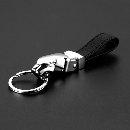 Car-Styling Luxury Leopard Head Genuine Leather Key Chain Holder Metal for Jaguar F-PACE XJ XE XF