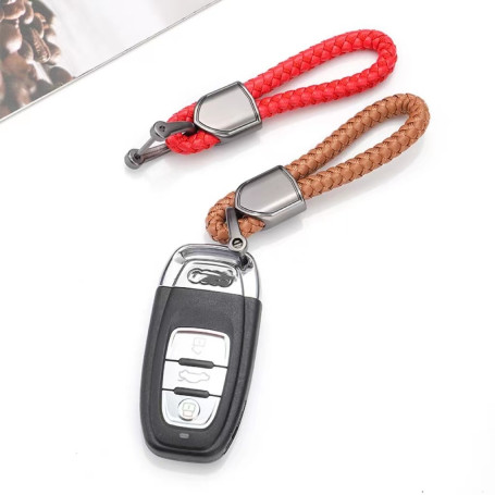 New Unisex Braided Leather Rope Handmade Waven Keychain Ring Holder for Car