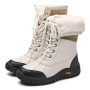 Women Rubber Duck Boots Plush Lined Waterproof Fashion High-barreled Leather Shoes