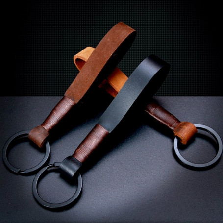 Retro Handmade Real Leather Cowhide Rope Metal Key Chains Men or Women Key Holder