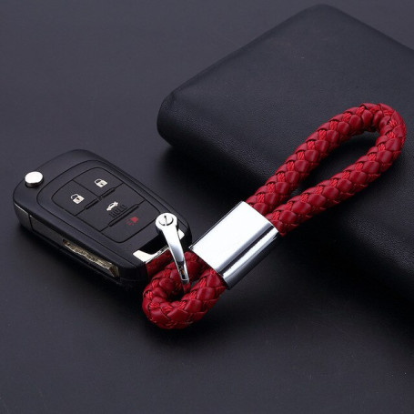 New Unisex Braided Leather Rope Handmade Waven Keychain Ring Holder for Car