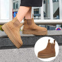 Chelsea Boots For Women Solid-color Plush Chunky Heels Boots For Sports Fashion Plush Warm Cotton Boots