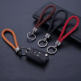 New Unisex Braided Leather Rope Handmade Waven Leather Key Chain Ring Holder for Car